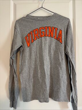 Virginia Long-Sleeve Tee in Gray with Orange Logo (UVA)